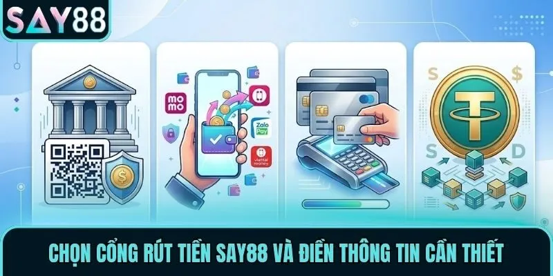 Chọn cổng rút tiền Say88 và điền thông tin cần thiết